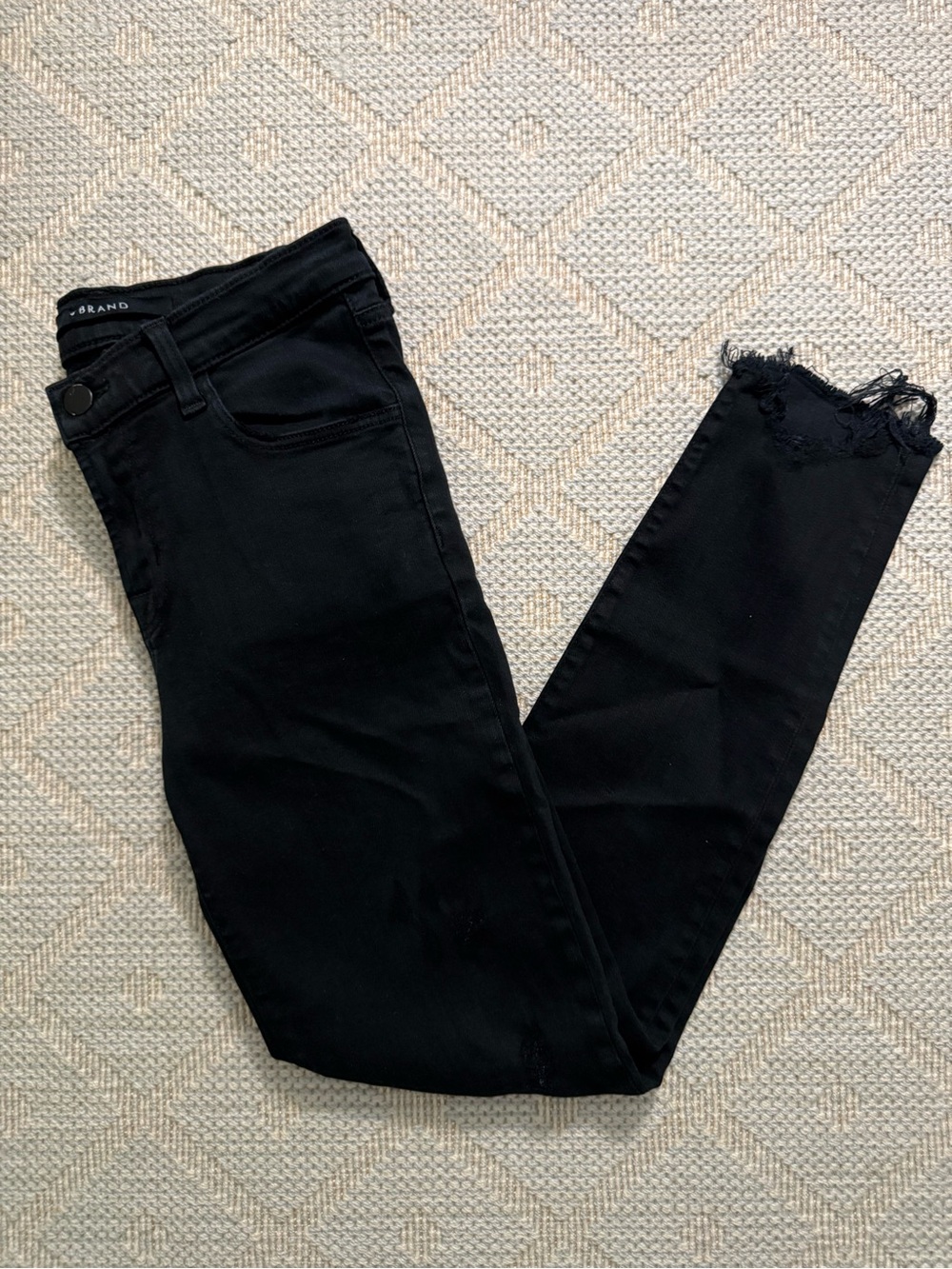J Brand Black Skinny Jeans with Frayed Hem